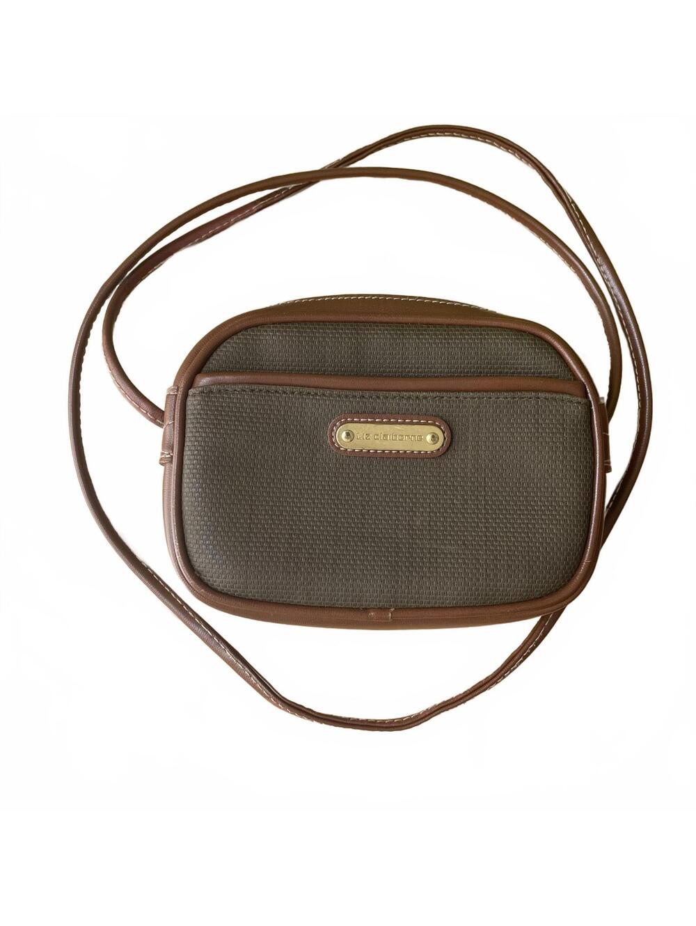 90s Liz Claiborne Small Green & Brown Crossbody Bag Cottagecore Boho